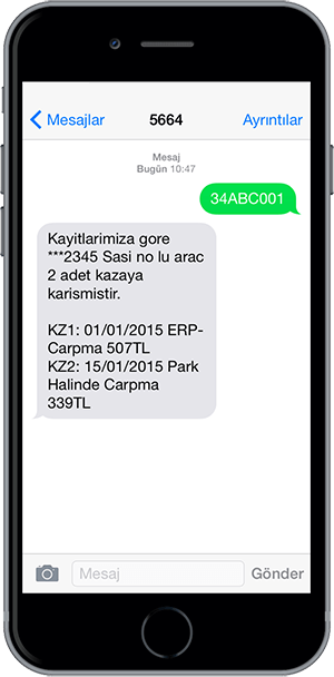 SMS Ile Sorgulama - Sigorta Bilgi Ve Gözetim Merkezi